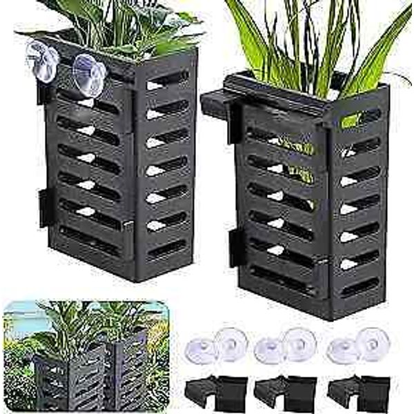 Upgraded Hanging Aquarium Plant Holder,2 Pcs Plastic Aquatic Plant Holders