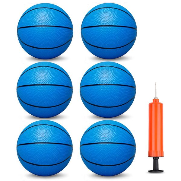 5 INCH Basketball for Indoor Basketball Mini Hoops, Soft 5" Rubber Small Repacement Basketball for Over Door Basketball Hoop Sets, Little Basketballs for Indoor Outdoor Sport (Blue 5 PCS)