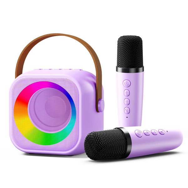 Kids Karaoke Machine for Girls Gifts: Mini Karaoke Machine with 2 Wireless Microphones - 2024 Christmas Holiday Toys for 4 5 6 7 8 9 10 Year Old Girls Birthday Gifts