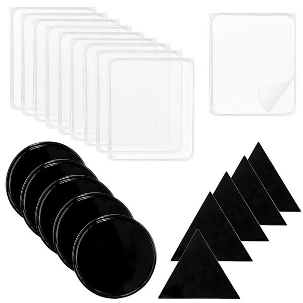 lyfLux 20 pcs Super Sticky Gripping Pads, Silicone Anti Slip Pad, Washable Sticky Gel Pad, Reusable Car Anti Slip Gel Pad, Mobile Phone, Water Cup, Paper Towel (Triangle, Circle, Transparent Square)