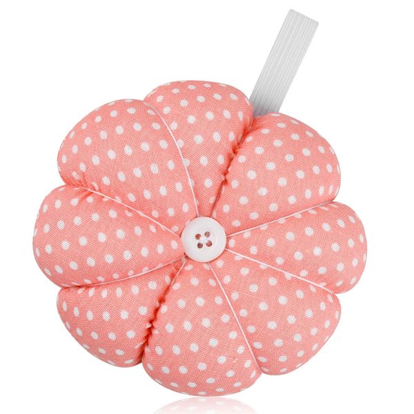 Rumyve Pin Cushion with Wristband,1 Wearable Pumpkin Sewing Needle, DIY Crafts, Embroidery Sewing Accessories, Wrist Pincushion (Pink)