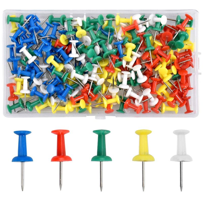 Dokpav 180PCS Colourful Drawing Push Pins, Push Pins with Plastic Heads ...