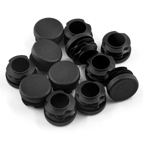Jiozermi 50 Pcs 1" Round Plastic Plug, Black Round Plastic End Cap Furniture Finishing Plug for Pipe Post, Chairs and Furniture