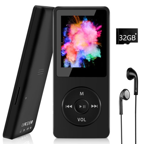 MP3 Player with Bluetooth and 32GB TF Card, Aigital HiFi Music Player with Built-in Speaker and Earphones, Multifunctional MP3 Players with FM/Recording/E-Book/Video, Supports Expanded Up to 128GB