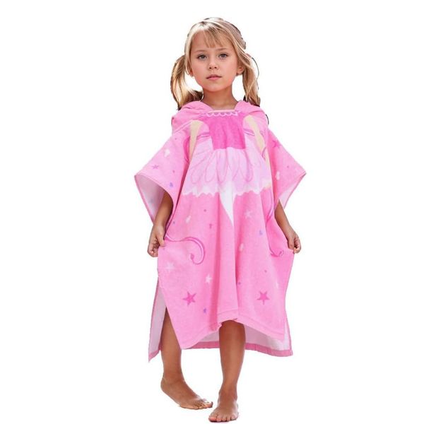 ele ELEOPTION Childrens Beach Poncho Towel, Kids Swimming Bath Towel Hooded Beach Towel Microfiber 100% Cotton Wetsuit Changing Towel Light Weight, Perfect for Girls Boys 1-6 Years old (Ballet Girl)