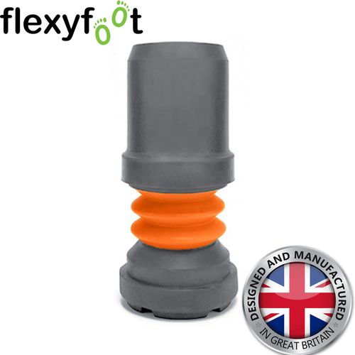 Flexyfoot Shock Absorbing Walking Stick Ferrule – Choice of Sizes & Colours Available Here – Improves Grip, Improves Safety, Reduces Slips, Reduces Shock – 16mm Grey