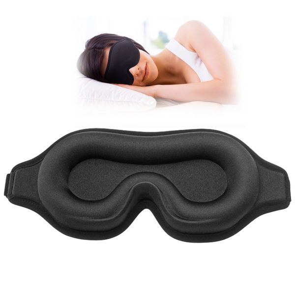 Sleep Eye Mask for Men Women, Lash Extensions 3D Sleeping Mask, Travel Blackout Night Blindfold Eye Shade Cover with Adjustable Strap (Black-3D)