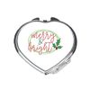 Merry and bright (scribble circle frame) [XMAS22] festive quotes folding compact pocket mirror - silver heart shape