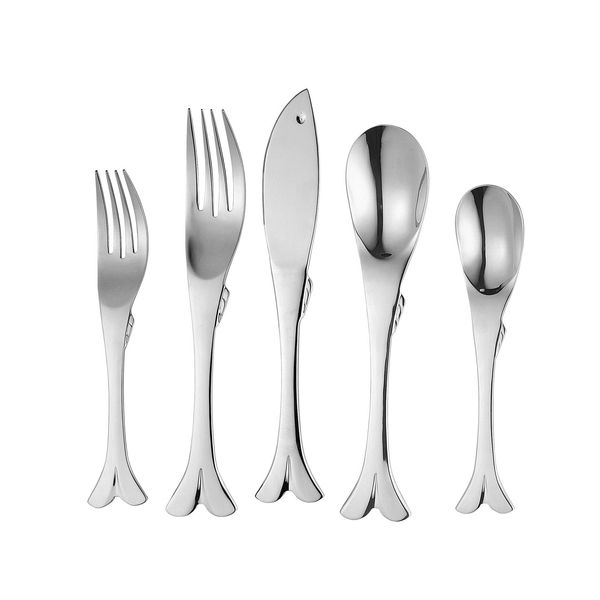 UPware 20-Piece Fish Shaped Flatware Set, 18/8 Stainless Steel Silverware Cut...