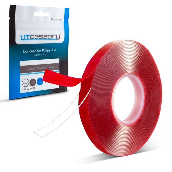 Litcashion Light Strip Mounting Tape (5m) for Philips Hue, LIFX Lightstrip, C by GE Lightstrip - Strong, Removable, Double Sided Tape - Works Well with Most LED Strip Lights