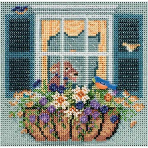 Window Box Beaded Counted Cross Stitch Kit Mill Hill 2015 Buttons & Beads Spring MH145104