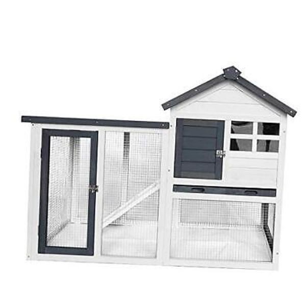 48''L Rabbit Hutch Indoor Outdoor Bunny Cage Rabbit Hutch Wood House Pet Cage