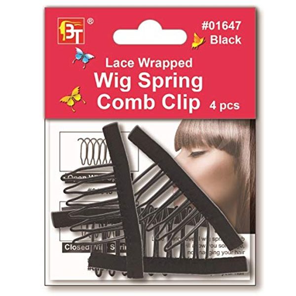 Wig Spring Comb Clip/Wig Comb Closed Wire Spring Wig Making (Black)