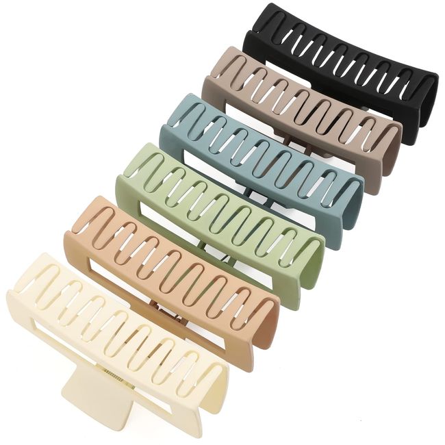 6 Pack Extra Large Hair Claw Clips for Women, 5 Inch Big Rectangular Claw Clip for Long Thick Hair, Huge Matte Strong Hold Nonslip XL Jumbo Hair Claw for Girls, Hair Styling Accessories for Gifts