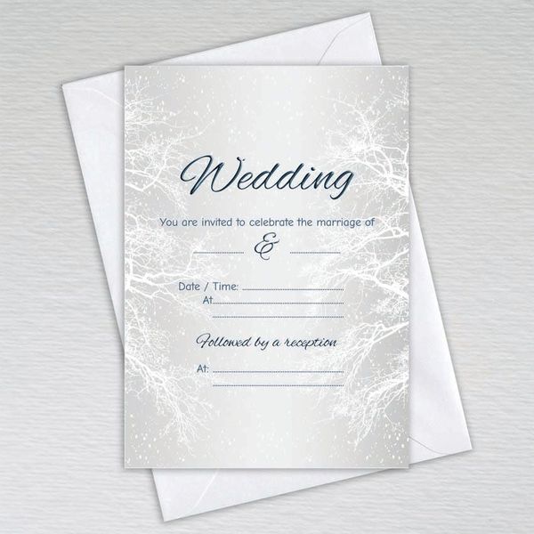 Pack of Wedding Invitations with Envelopes: Snow Scene Winter Wedding Invites (Pack of 50 with Envelopes)