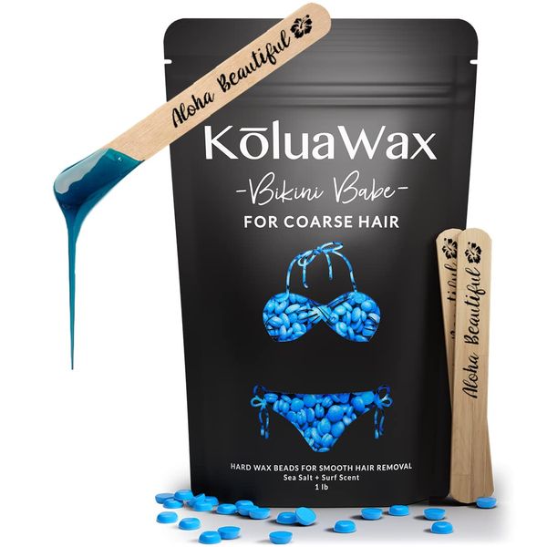 KoluaWax Hard Wax Beads for Hair Removal – Coarse Body Hair Formula – Brazilian, Underarms, Back Chest, Bikini Area Waxing – Large 1lb Refill Pearl Beans for Wax Warmers - Babe Cera Para Depilar