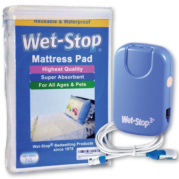 Deluxe Bedwetting Kit Wet-Stop Bedwetting Alarm, WobL+ Waterproof Watch, Waterproof Mattress Pad