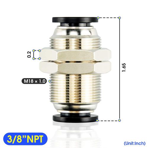 TAILONZ PNEUMATIC Straight Through Baffle Quick Insertion Trachea Connector PM-3/8（Pack of 2）