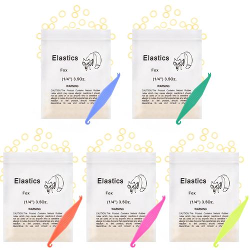 OFFCUP Orthodontic Elastic Bands, 500pcs Dental Rubber Traction Bands, Orthodontic Elastic Rubber Bands with 5pcs Elastic Placer for Braces for Dentist Braids Braces Teeth Gap (Fox 1/4")