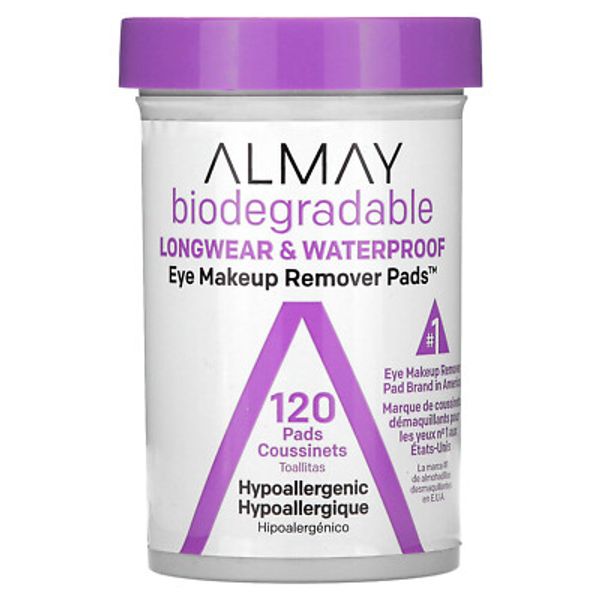 Eye Makeup Remover Pads, Longwear & Waterproof, 120 Pads