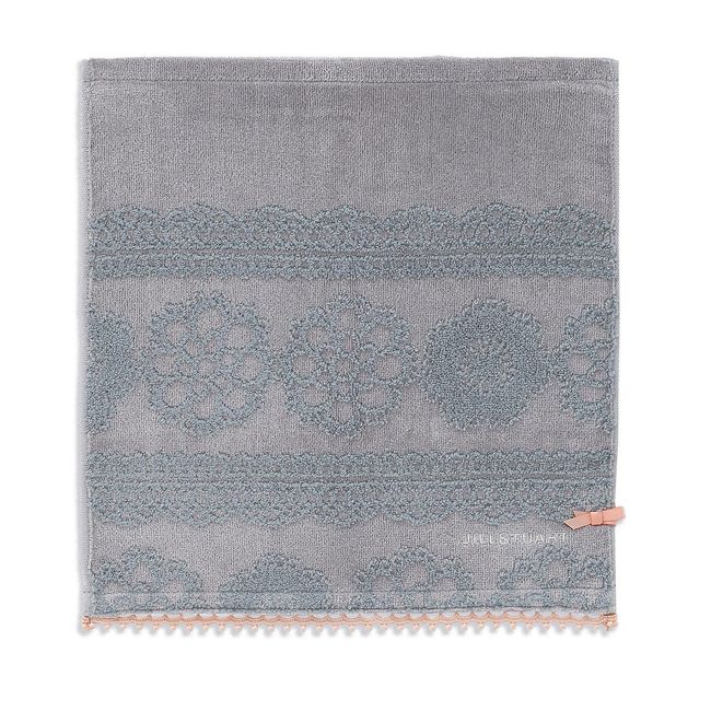 JILLSTUART Dainty Lace Wash Towel, Fluffy, Cute, Lace, Ribbon, Elegant, Floral Pattern, Gray, 58-1511070, Approx. 13.4 x 13.8 inches (34 x 35 cm)