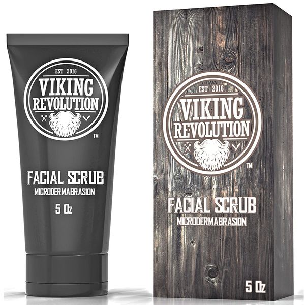 Viking Revolution Microdermabrasion Face Scrub for Men - Facial Cleanser for Skin Exfoliating, Deep Cleansing, Removing Blackheads, Acne, Ingrown Hairs - Men's Face Scrub for Pre-Shave (1 Pack)