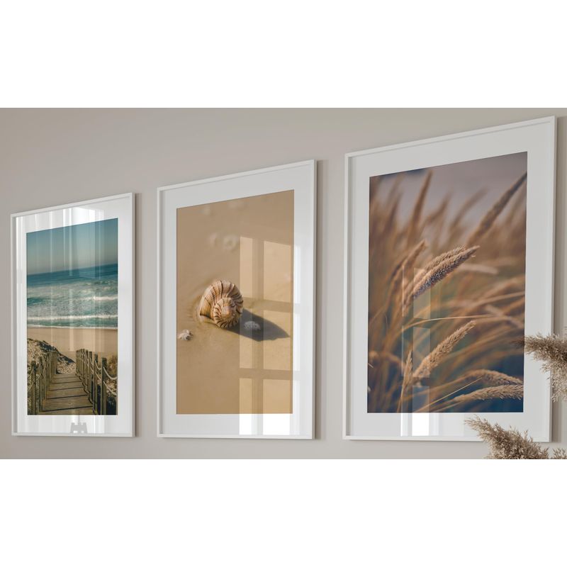 Eviepops Prints Sandy Beach Landscape Set of 3 Unframed Wall Prints ...