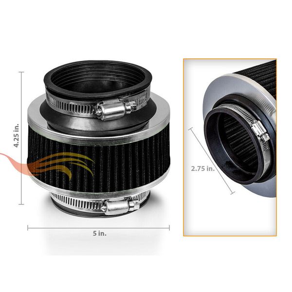 2.75" 70mm Cold Air Intake Universal ByPass Valve Filter BLACK