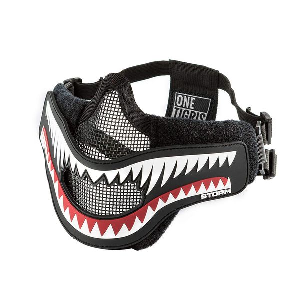 OneTigris X Storm Airsoft Mask mit Entfernbarem Hai-Kiefer Morale Patch für Softair Paintball CS