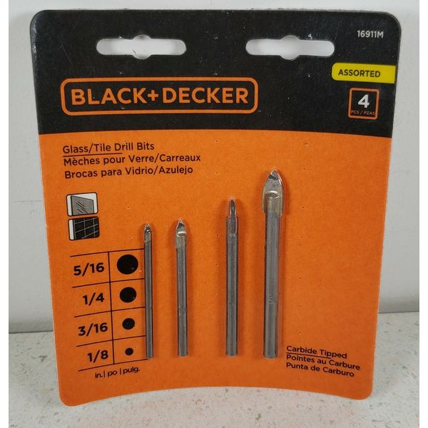 Glass/Title Drill Bits 4 Pack Assorted  Carbide Tip 16911M Brand New 