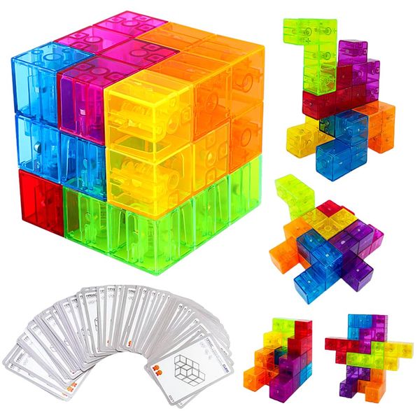 Flycreat Magnetic Blocks, Magnetic Toys-Magnetic Cubes, Building Blocks, 3D Puzzle, For Kids, Montessori, Educational Toys, For 2 Years, 3 Years, 4 Years, 5 Years, 6 Years, Boys, Girls, Elementary