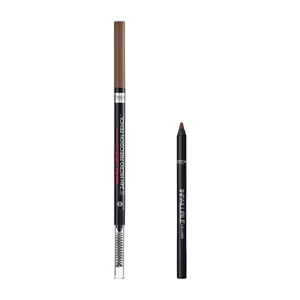 L’Oréal Paris Brow Artist Skinny Definer Kaş Kalemi 105 Brunette & Infaillible Lip Pencil 213 Stripped Brown Dudak Kalemi Mini Hediyeli Makyaj Seti