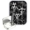 TEEZ Cool Giraffe 30ml Small Silver Hinged Tin, Metallic Hinged Box with Smooth Surface, Makeup Storage Box, 30ml / 1oz