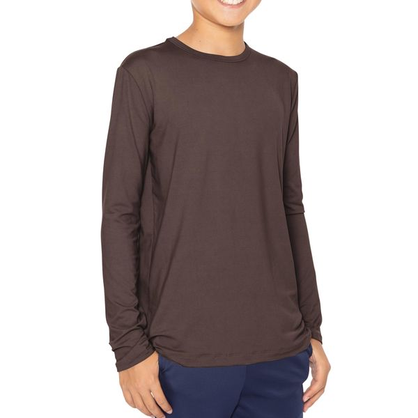 Boy's Long Sleeve Crew Neck Top Brown X-Large