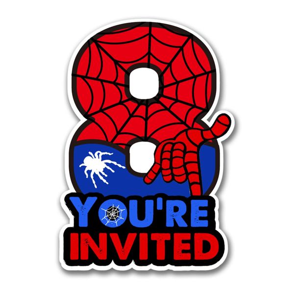 Superhero 8th Birthday Party Invitations with Envelopes 8 Year Old Birthday Eight Shaped Invites Card Boy Party Favors Decorations Supply, 20 Count