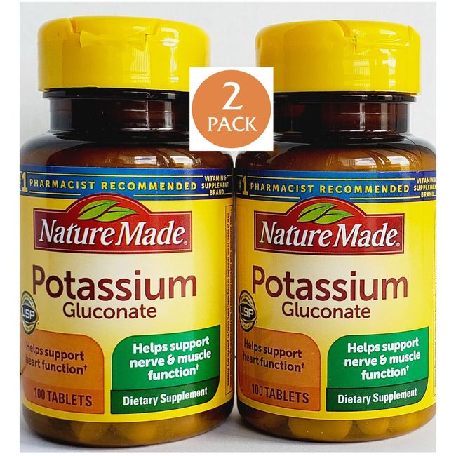 2 Pack Potassium Gluconate 550 mg 200 Tablets (2x100) Gluten Free Exp. 11/2026