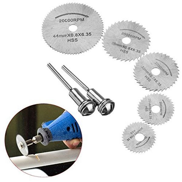 VGEBY Chip Saw, Circular Saw Blade, Cutting Disc, Mini Router, Circular Saw Cutter, Router, Durable, Long Use, Cutting Saw, Engraving Tool, Small Diameter, HSS, High Speed Steel, 5 Blades, Set of 7