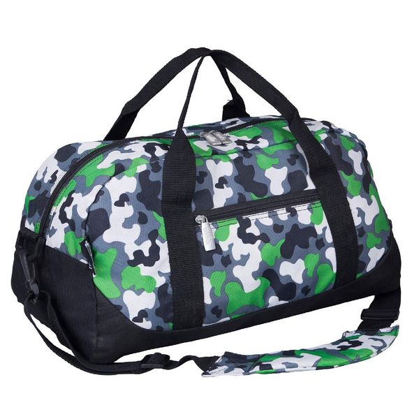 Wildkin Kids Overnighter Duffel Bags for Boys & Girls, Perfect for Early Elementary Sleepovers Duffel Bag for Kids, Carry-On Size & Ideal for School or Overnight Travel Bag (Green Camo)