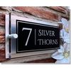Modern Personalised House Number Plaques Door Sign, Black Rectangle