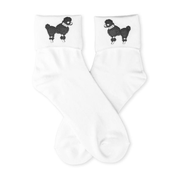 Hip Hop 50's Shop Womens Bobby Poodle Sock with Poodle Applique for Adult Costume (Black)