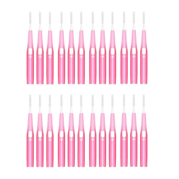 ULTNICE 30pcs 0.6mm Pink Interdental Pick Brushes Retractable Floss Head Toothbrush Cleaning Teeth Brushes Between Teeth Pick Brush Flosser