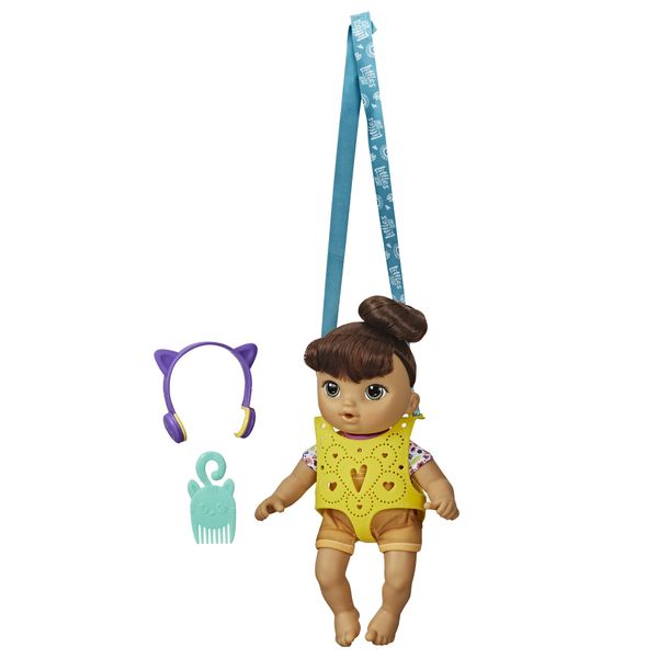 Baby Alive Littles, Carry ‘n Go Squad, Little Nadia Brown Hair Doll, Doll Carrier, Accessories, Toy for Kids Ages 3 Years and Up