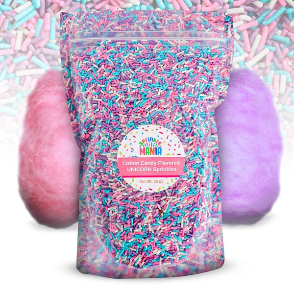 Cotton Candy Sprinkles for Cupcakes – Tastes Exactly Like Cotton Candy Pieces! Cotton Candy Bits add a Fun, Sweet Twist to Any Dessert – Edible Cotton Candy Ice Cream Topping (Cotton Candy 16oz)