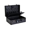 Kinglioncase Barber Case Clipper Bag Black, Hair Kit Tool Box Aluminum Organizer with Portable Handle and Secure Numlock for Scissors, Clippers, Barber Supplies 15.8" x 11" x 6.5"