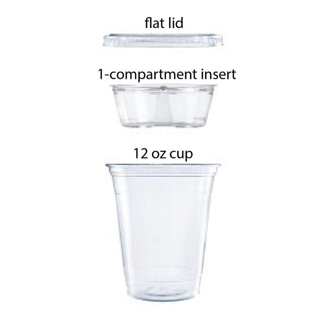 Shop-Tek 12-Oz (20 Counts) 3-Piece Clear Plastic Cup with Parfait Insert & Flat Lid - Sold by Ucostore Only