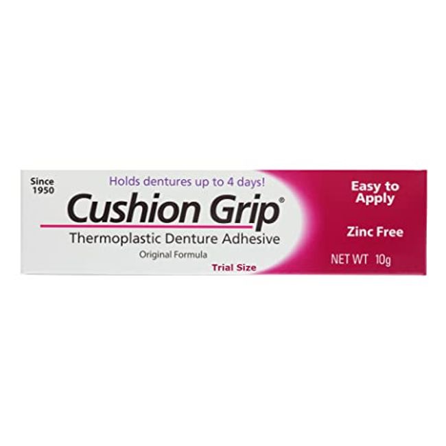  Cushion Grip Thermoplastic Denture Adhesive for Refitting and  Tightening Loose Dentures [Not a Glue Adhesive, Acts Like a Soft Reliner]  (1 Oz) Hold Dentures for Up to 4 Days. : Health