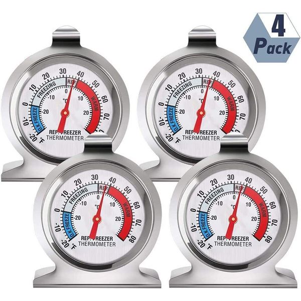 4 Pack Refrigerator Freezer Thermometer Large Dial Analog Temperature Gauge