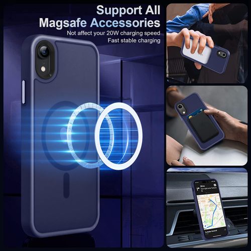 MOCCA Strong Magnetic for iPhone XR Phone Case, [Compatible with Magsafe][Mil-Grade Drop Protection] Slim Thin Translucent Matte Protective Cover Case for iPhone XR Case 6.1'', Deep Blue