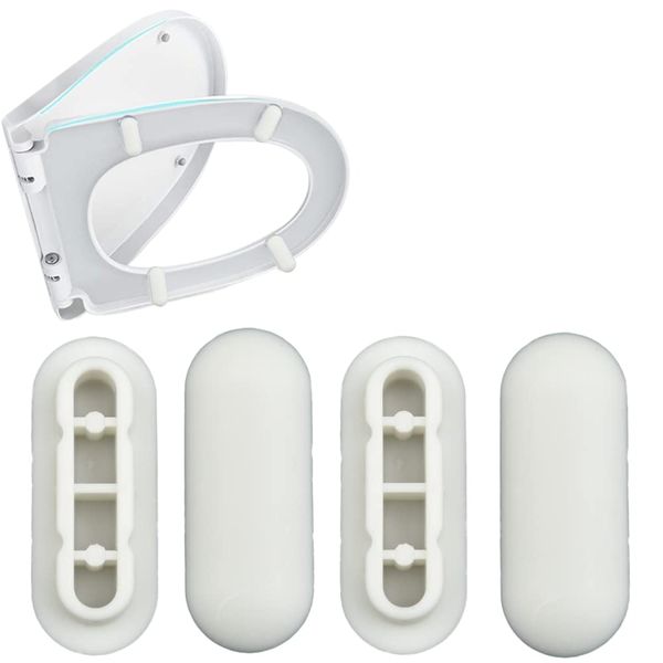 Toilet WC Seat Buffer Set Toilet Seat Bumper Noise Dampening Bumpers Gasket Toilet Seat Buffer Set Universal Toilet Bumper Replacement Cushioning Pads (White)