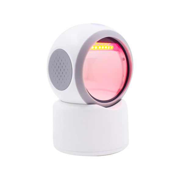 Symcode 2D Stationary Barcode Scanner, USB Wired Connection Barcode Reader, Applicable to Store/Office/Logistics/Warehouse/Library, Hands-Free Mobile Payment Support (White)